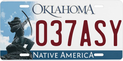 OK license plate 037ASY