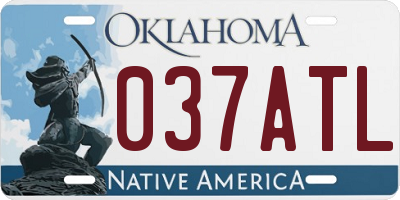 OK license plate 037ATL