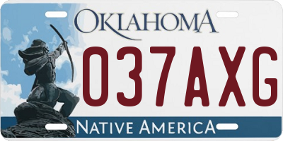 OK license plate 037AXG