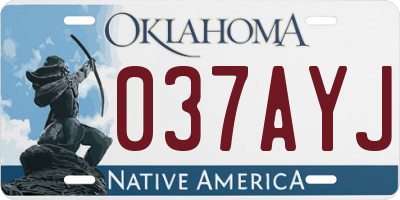OK license plate 037AYJ