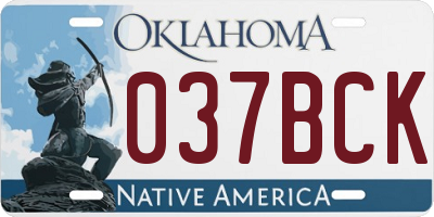 OK license plate 037BCK