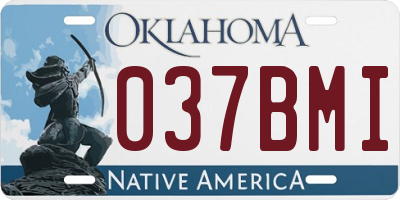 OK license plate 037BMI