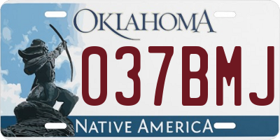 OK license plate 037BMJ