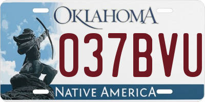 OK license plate 037BVU