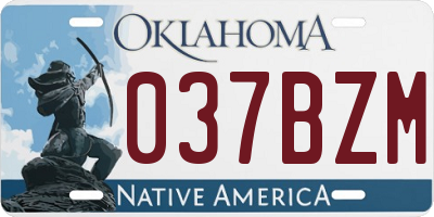 OK license plate 037BZM