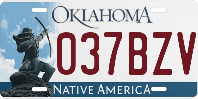OK license plate 037BZV