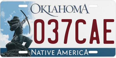 OK license plate 037CAE