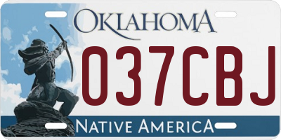 OK license plate 037CBJ