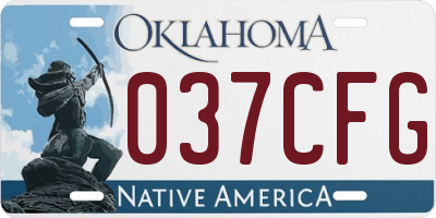 OK license plate 037CFG