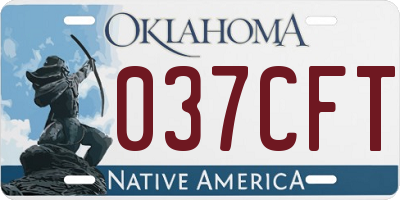 OK license plate 037CFT
