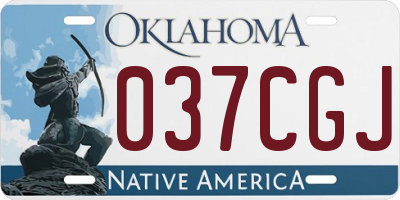 OK license plate 037CGJ