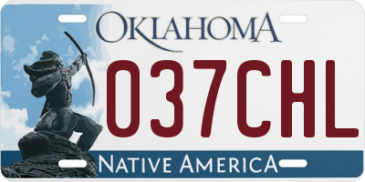 OK license plate 037CHL