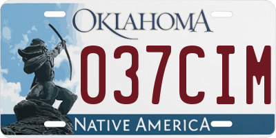 OK license plate 037CIM