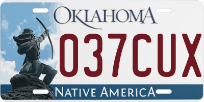 OK license plate 037CUX