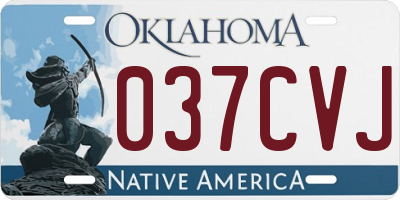 OK license plate 037CVJ