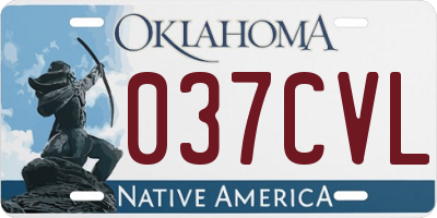OK license plate 037CVL