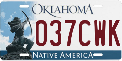 OK license plate 037CWK
