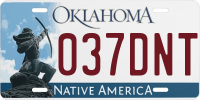 OK license plate 037DNT