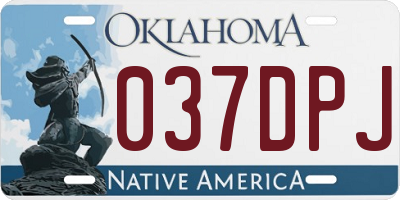 OK license plate 037DPJ