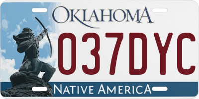 OK license plate 037DYC