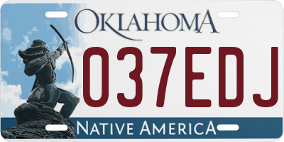 OK license plate 037EDJ
