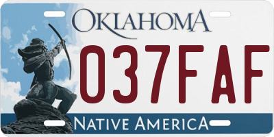 OK license plate 037FAF