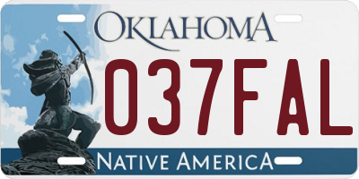 OK license plate 037FAL