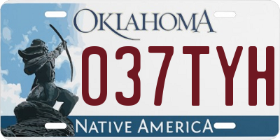 OK license plate 037TYH