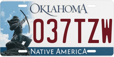 OK license plate 037TZW