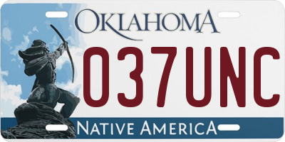 OK license plate 037UNC