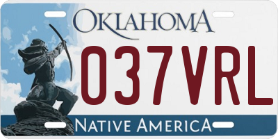 OK license plate 037VRL