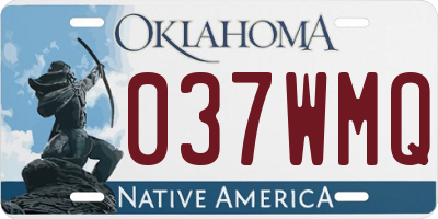 OK license plate 037WMQ