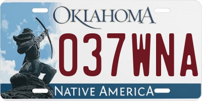 OK license plate 037WNA
