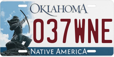 OK license plate 037WNE