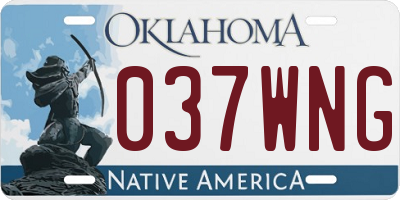 OK license plate 037WNG