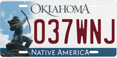 OK license plate 037WNJ