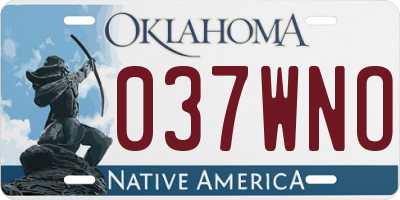 OK license plate 037WNO