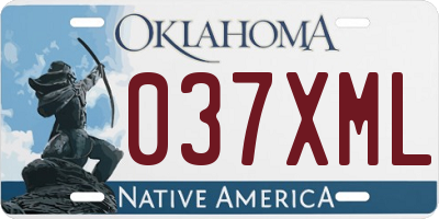OK license plate 037XML