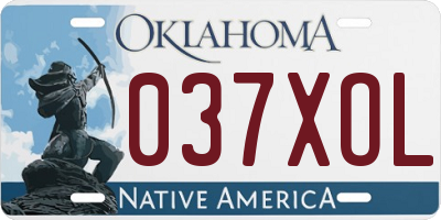 OK license plate 037XOL
