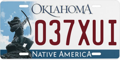 OK license plate 037XUI