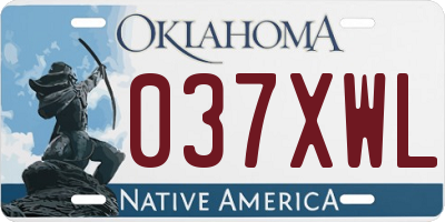 OK license plate 037XWL