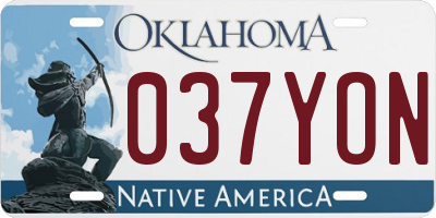 OK license plate 037YON
