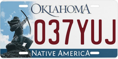 OK license plate 037YUJ