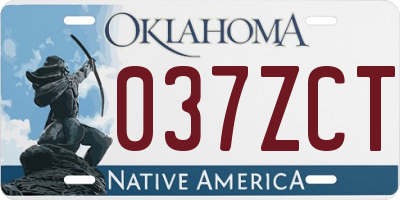 OK license plate 037ZCT