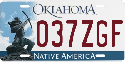 OK license plate 037ZGF