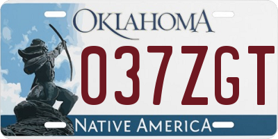 OK license plate 037ZGT