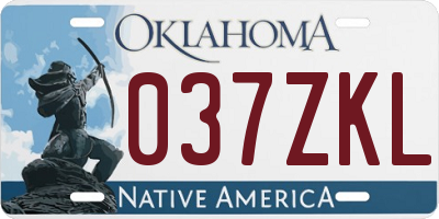 OK license plate 037ZKL