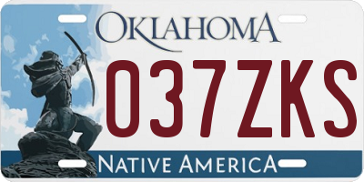 OK license plate 037ZKS