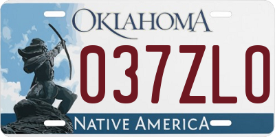 OK license plate 037ZLO