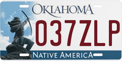OK license plate 037ZLP